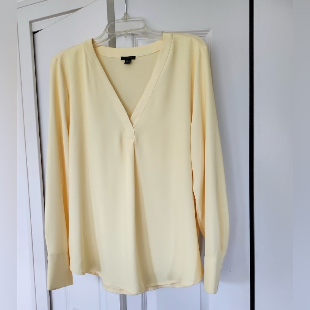 Ann Taylor Mixed Media Pleat Front Top